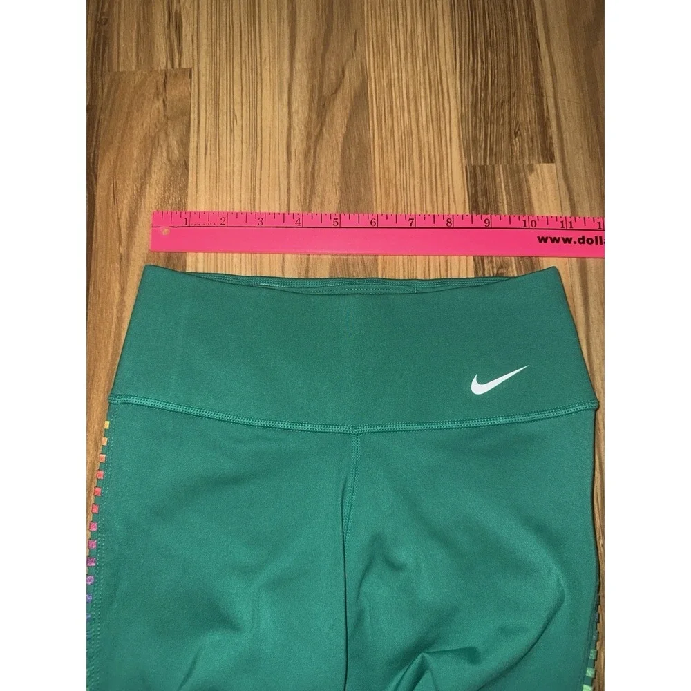 Nike Sz‎ XS Rainbow Ladder Green Dri-Fit Workout Athletic Leggings